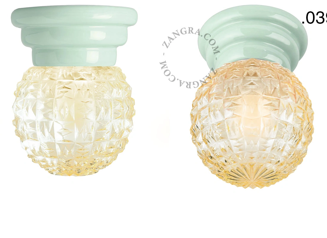 Art Deco-lampe i grønt porcelæn Daniel