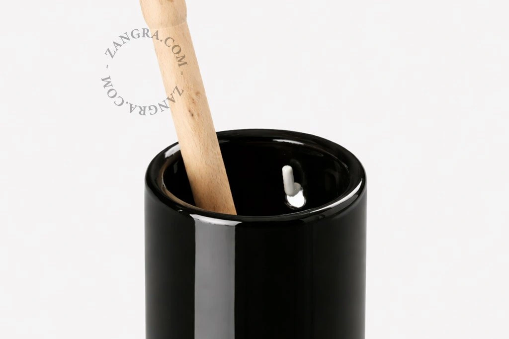 wall-mounted black porcelain toilet brush holder Daphne