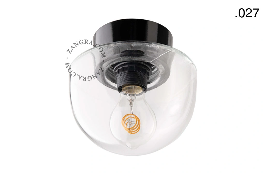 svart vägg- eller taklampa - glasskärm - Ø 11 cm