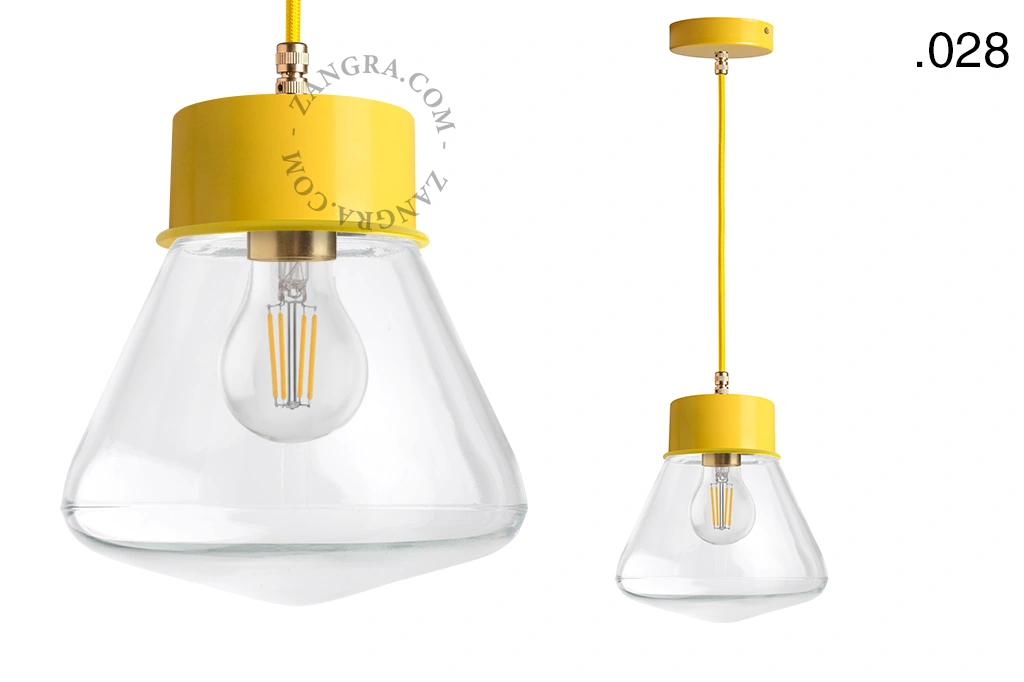 yellow pendant light - glass shade - Ø 10 cm