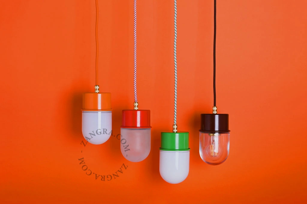 suspension rouge - globe en verre - Ø 8,5 cm