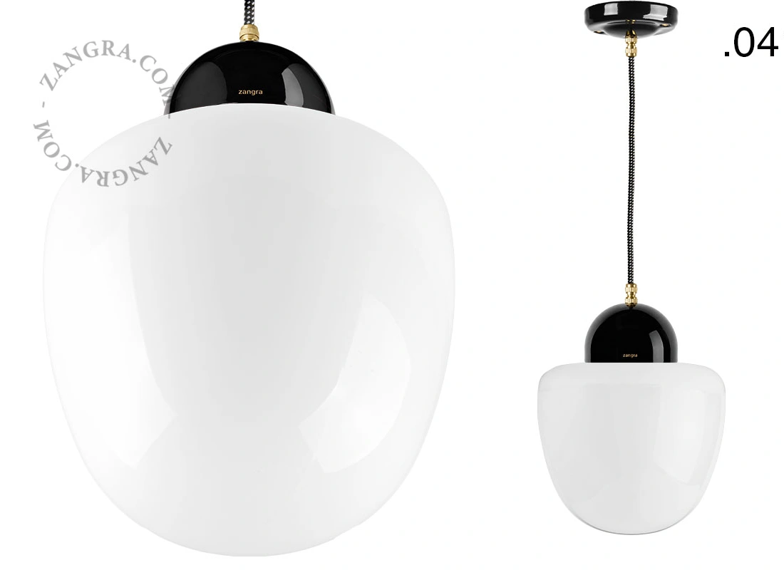 black porcelain pendant light - glass shade