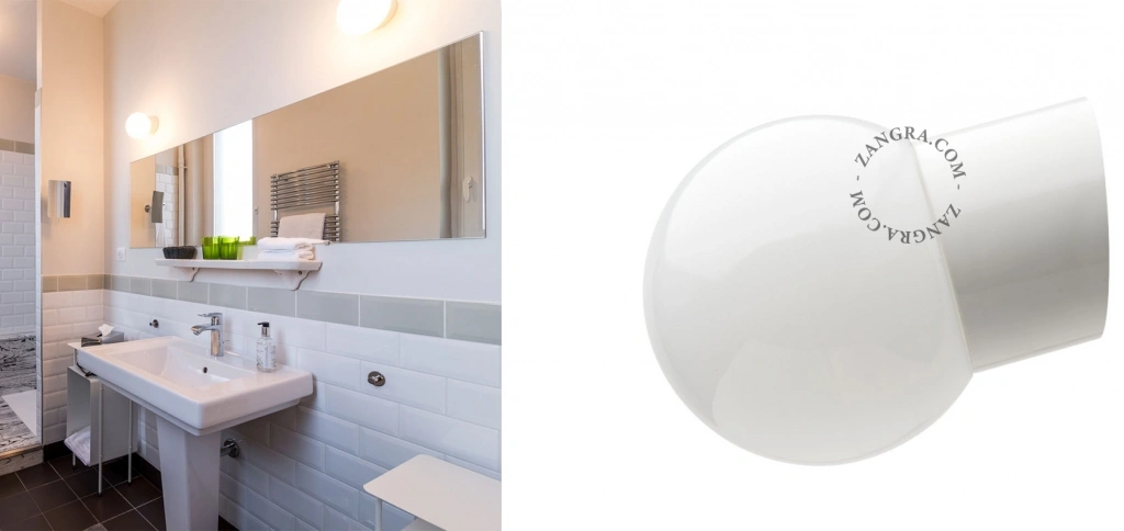 zewnętrzna lub łazienkowa biała porcelanowa lampa ścienna - oprawka Ø 8,5 cm - IP54