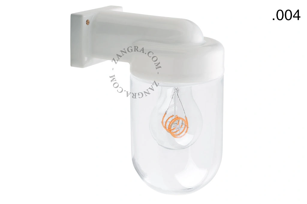 zewnętrzna lub łazienkowa lampa ścienna biała porcelana ze szklanym kloszem - IP54