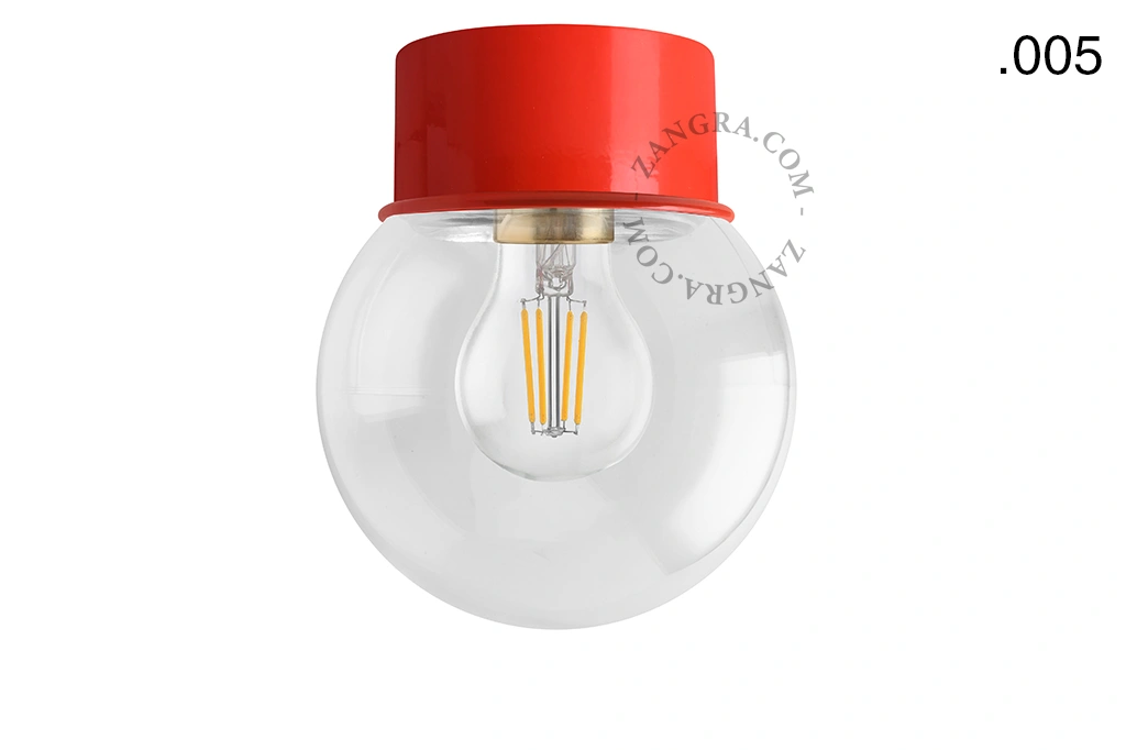 rød væg eller loftslampe - glas skærm - Ø 10 cm
