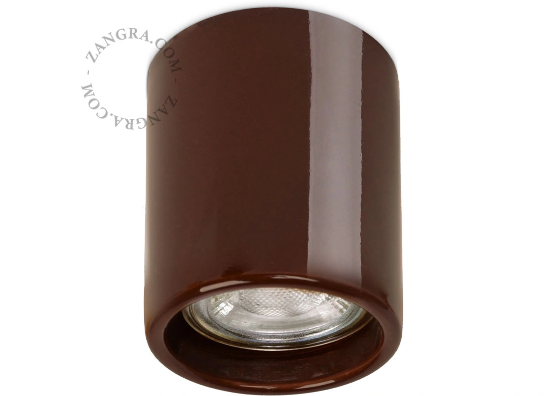 brązowy porcelanowy reflektor natynkowy Aglae - Ø 6 cm