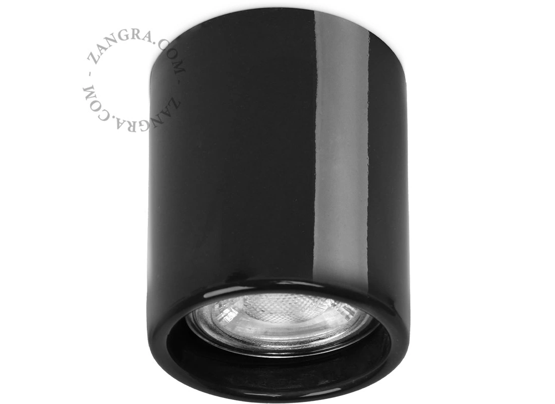 czarny porcelanowy reflektor natynkowy Aglae - Ø 6 cm