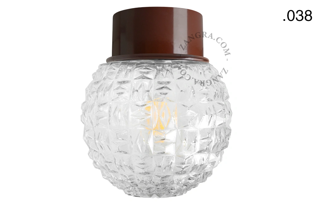 brown wall or ceiling light - glass shade - Ø 10 cm