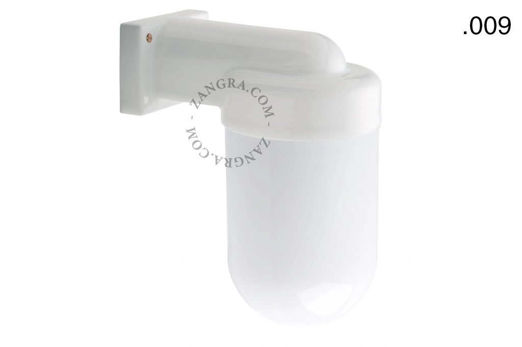 zewnętrzna lub łazienkowa lampa ścienna biała porcelana ze szklanym kloszem - IP54