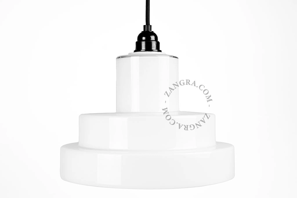 lampada a sospensione Art Deco con paralume in vetro opalino