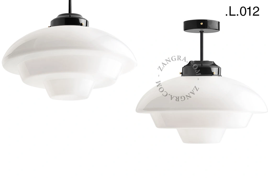 lampada da soffito nera - paralume in vetro
