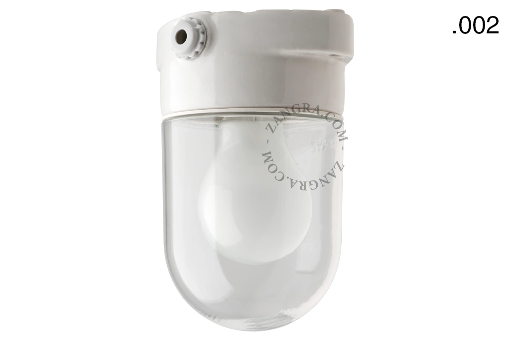 badeværelse lampe i porcelæn med glasskærm – Ø 8,3cm - IP54