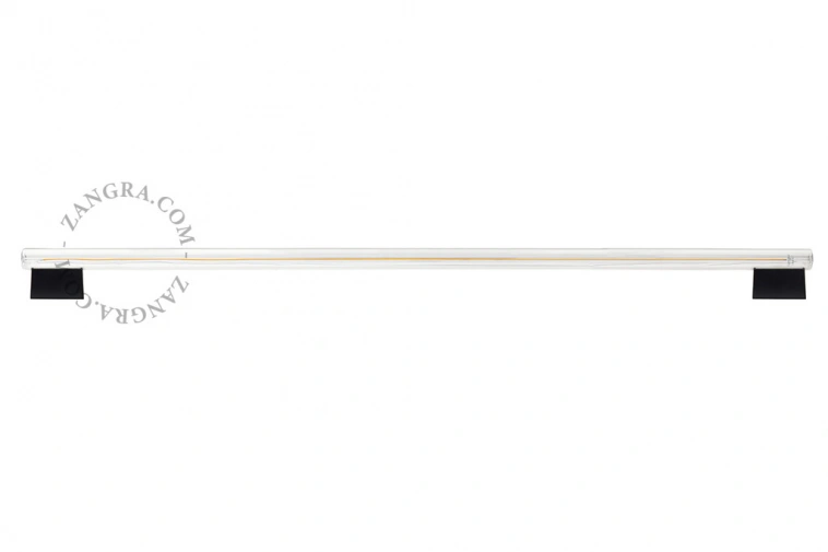 S14s Leuchte aus schwarzem Porzellan - transparente Stablampe – 100cm