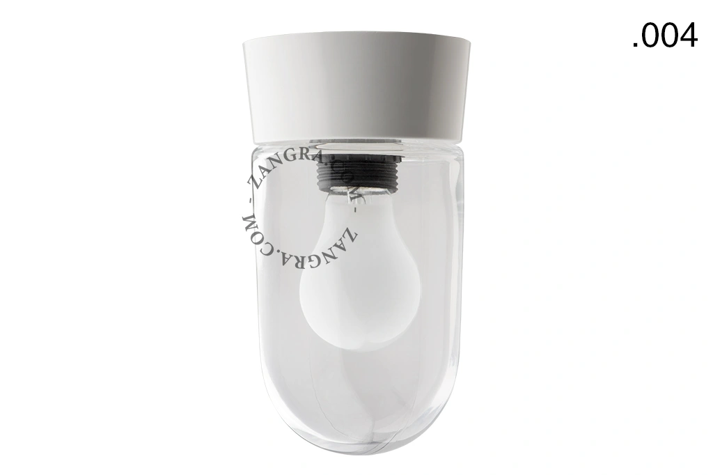 biała lampa ścienna lub sufitowa ze szklanym kloszem - Ø 11 cm