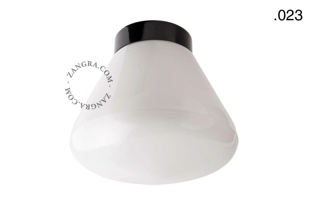 sort bakelit væg- eller loftslampe – glas skærm - Ø 9 cm