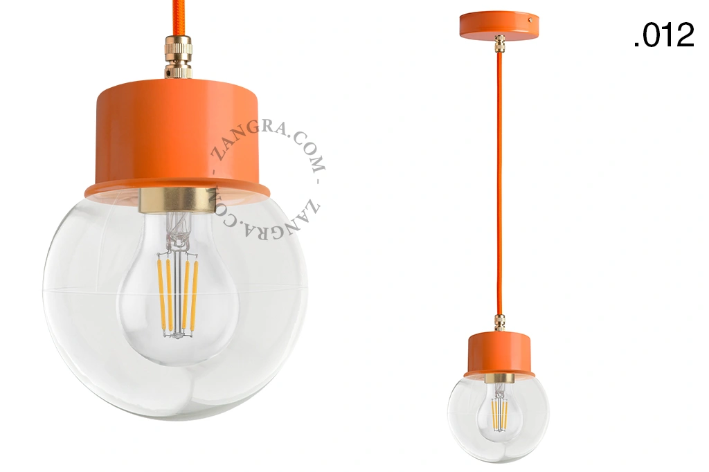 orange pendellampa - glasskärm - Ø 8,5 cm