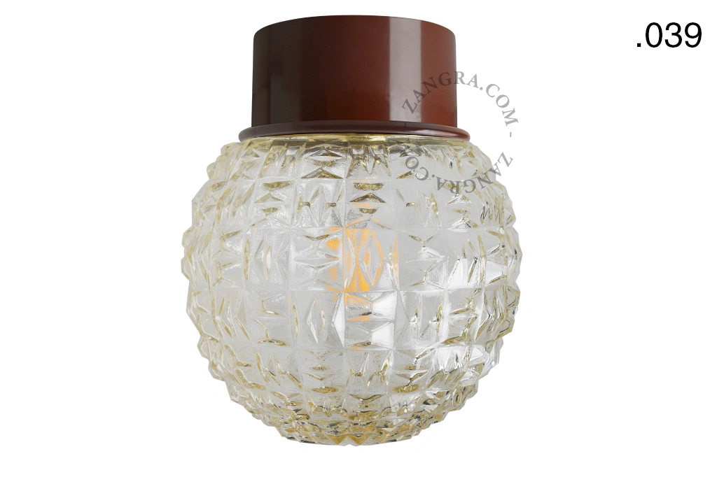 brown wall or ceiling light - glass shade - Ø 10 cm