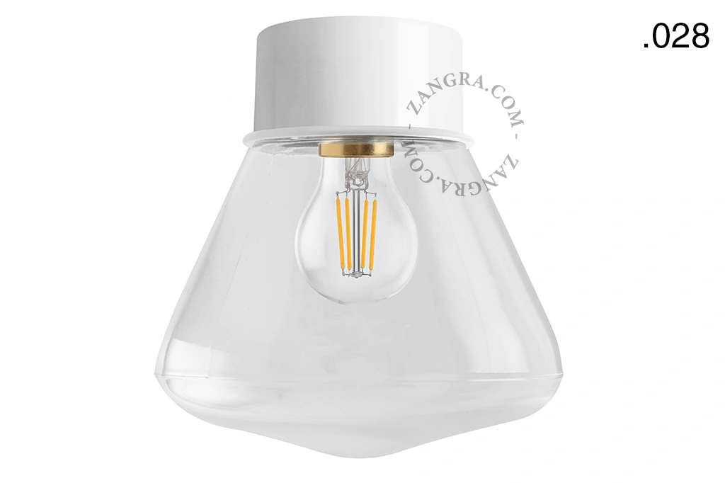 lampa ścienna lub sufitowa biała - szklany klosz  - Ø 10 cm