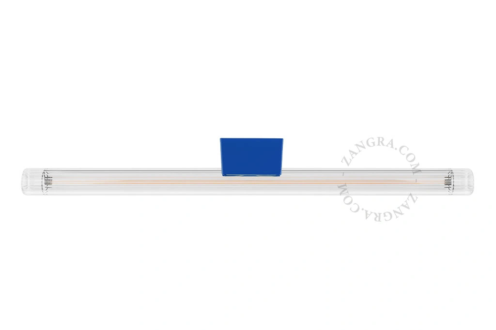candeeiro azul com lâmpada tubular com nervuras