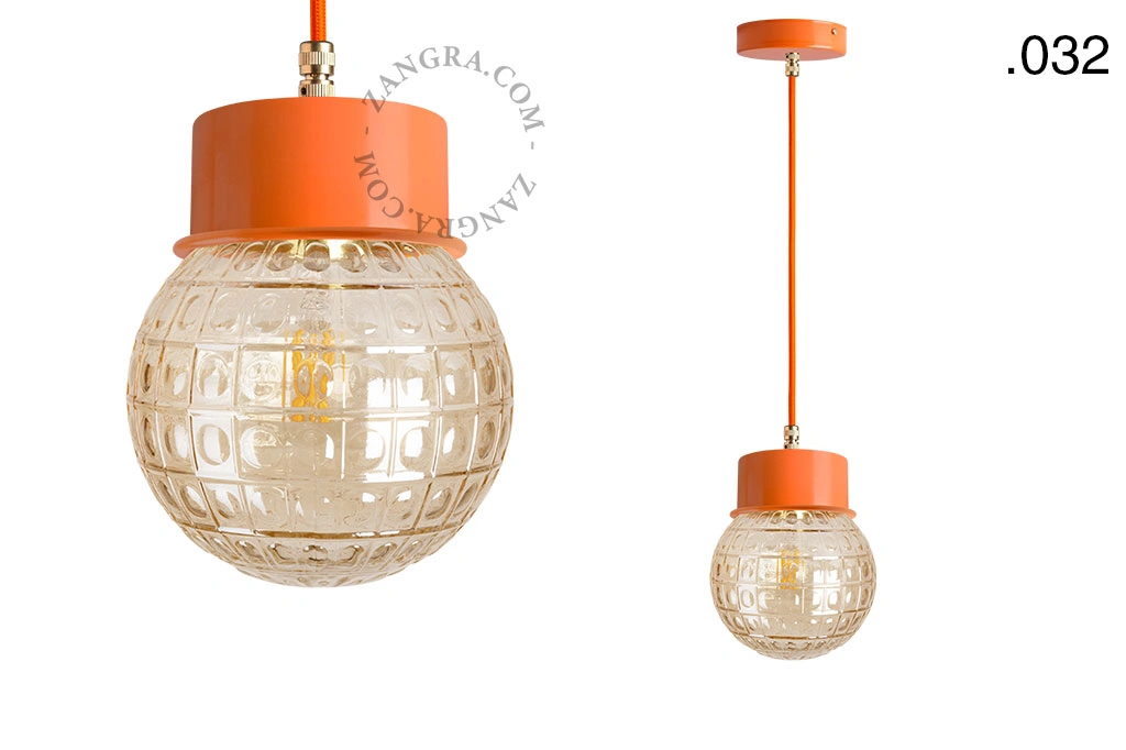 orange pendellampe - glasskærm - Ø 10 cm