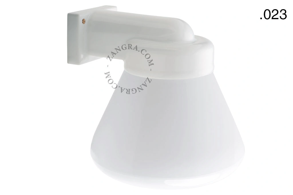 zewnętrzna lub łazienkowa lampa ścienna biała porcelana ze szklanym kloszem - IP54