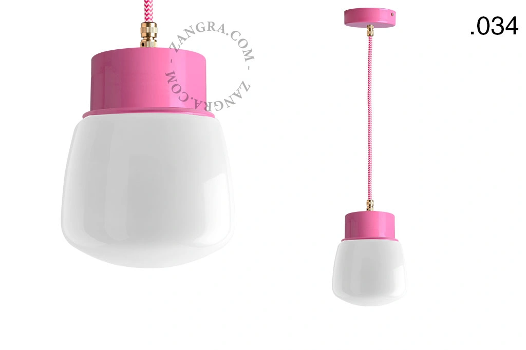 lámpara colgante rosa - pantalla de vidrio - Ø 10 cm
