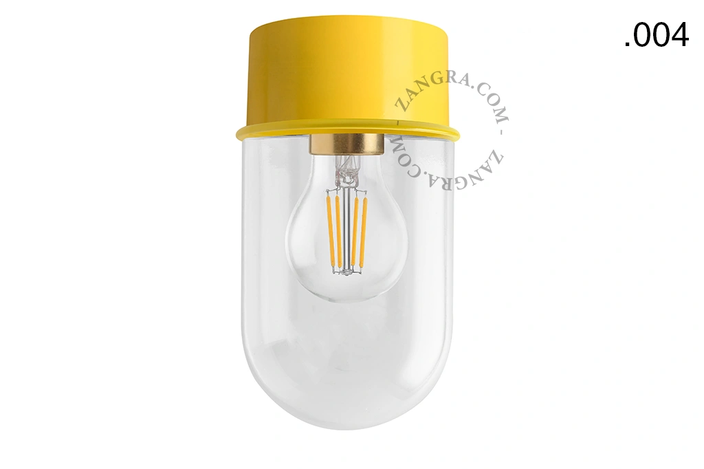 lampa ścienna lub sufitowa żółta - szklany klosz - Ø 10cm