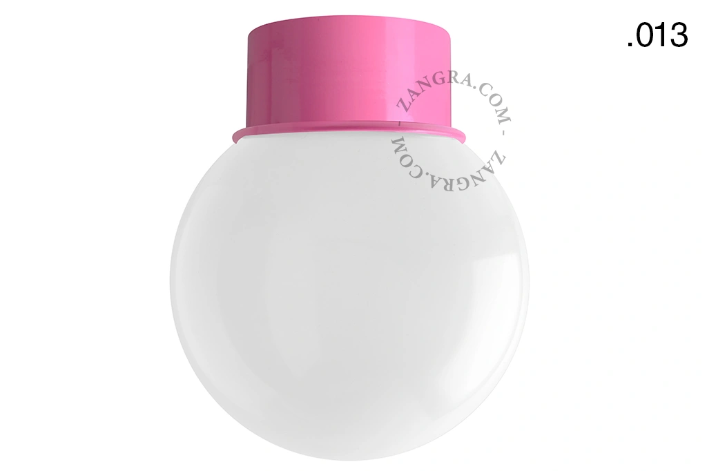 pink wall or ceiling light - glass shade - Ø 10 cm