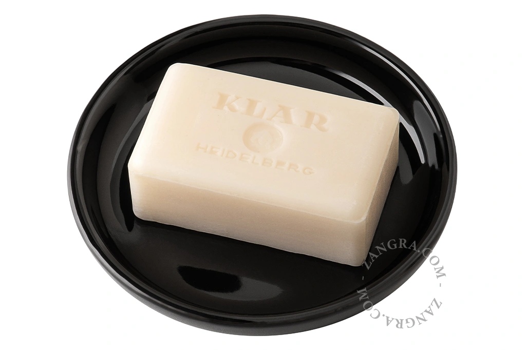 rond zwart porselein zeepbakje