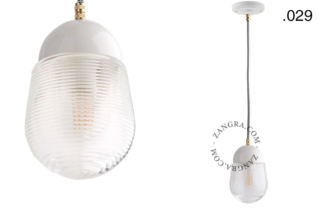 lámpara colgante de porcelana blanca - pantalla de vidrio