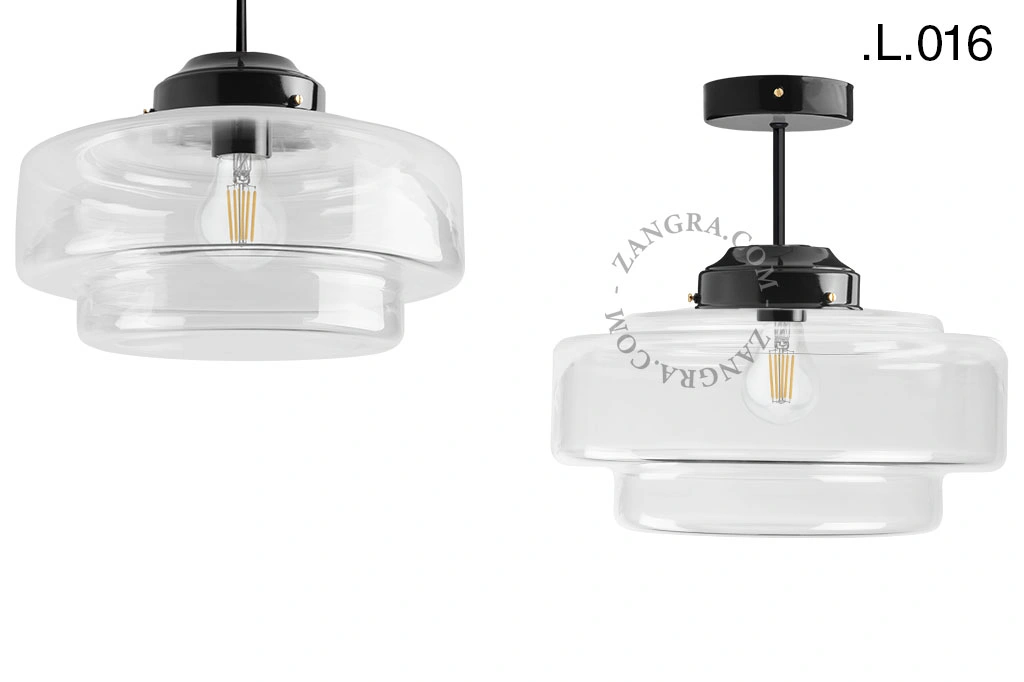 lampada da soffito nera - paralume in vetro