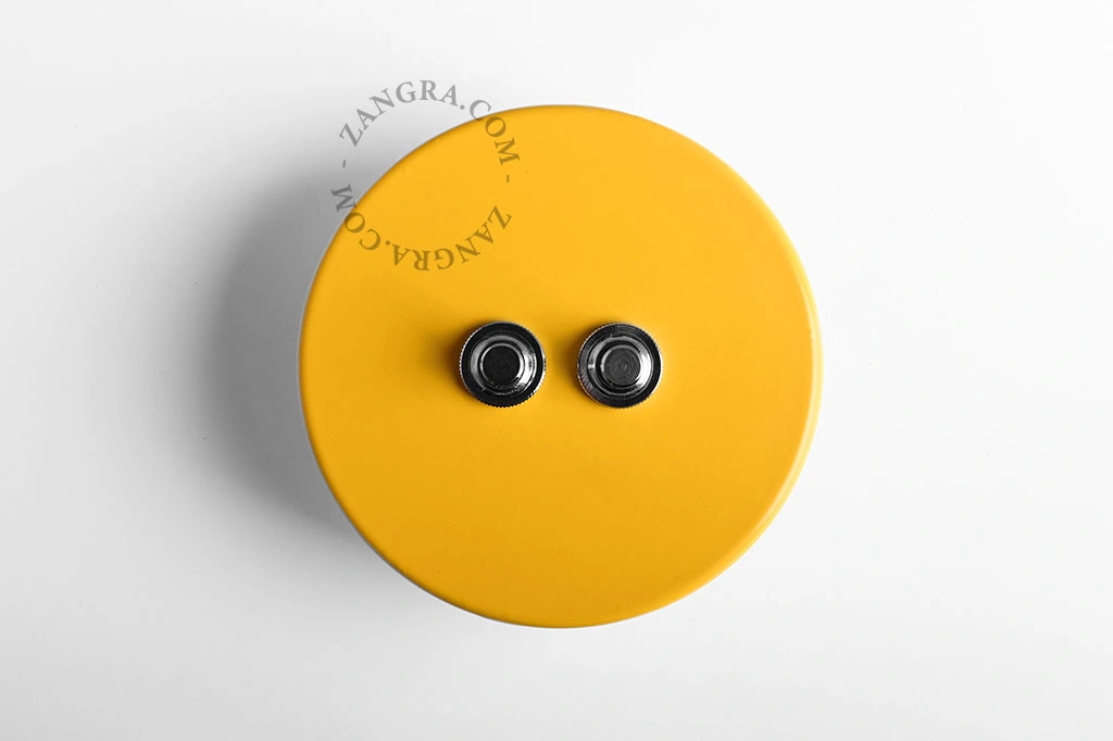 interruptor amarelo - duplo botão de pressão niquelado