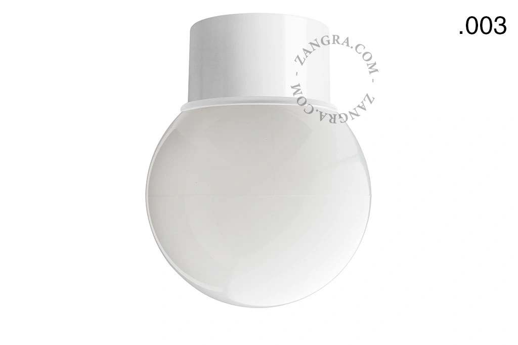 vit vägg/taklampa - glasskärm - Ø 8 cm