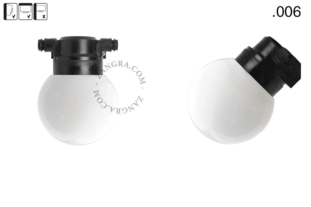 badrum svart vägglampa med glasskärm - IP54
