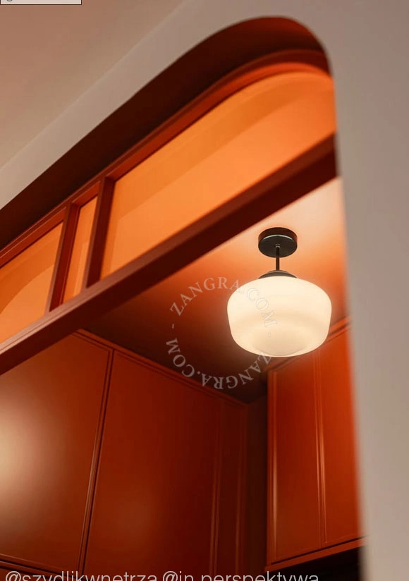 lampada da soffito nera - paralume in vetro