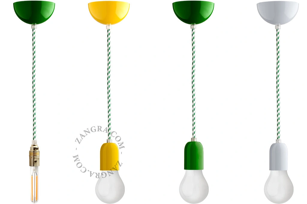 câble textile - blanc tacheté vert