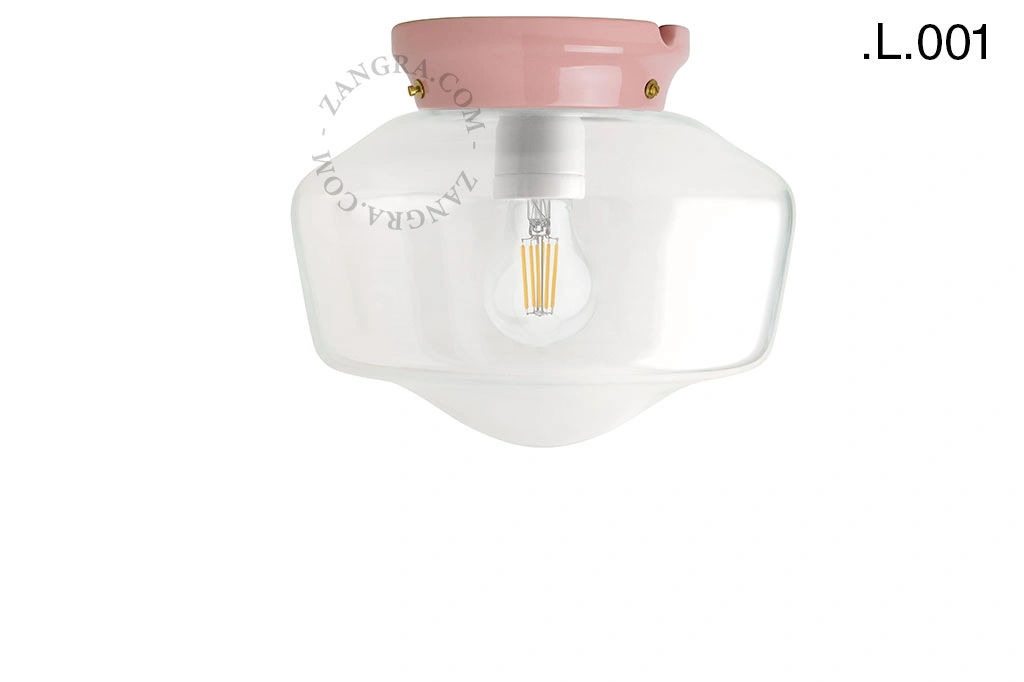candeeiro Art Deco Chaella de porcelana cor-de-rosa
