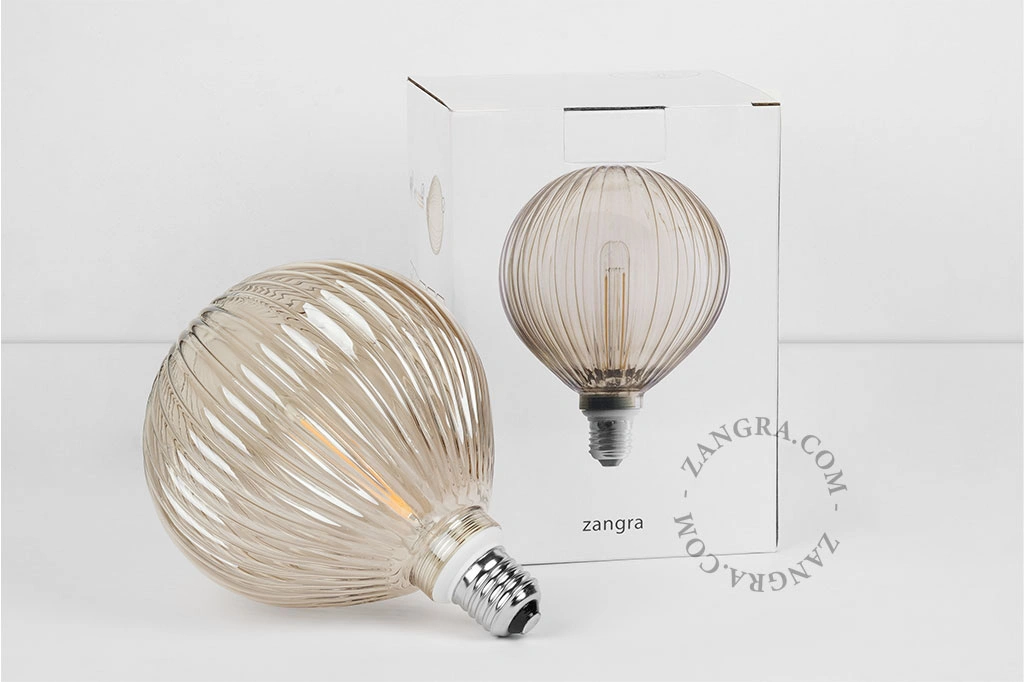 E27 dimbar filament LED ljuskälla - rökt glas - linjer - 2200K - 4W