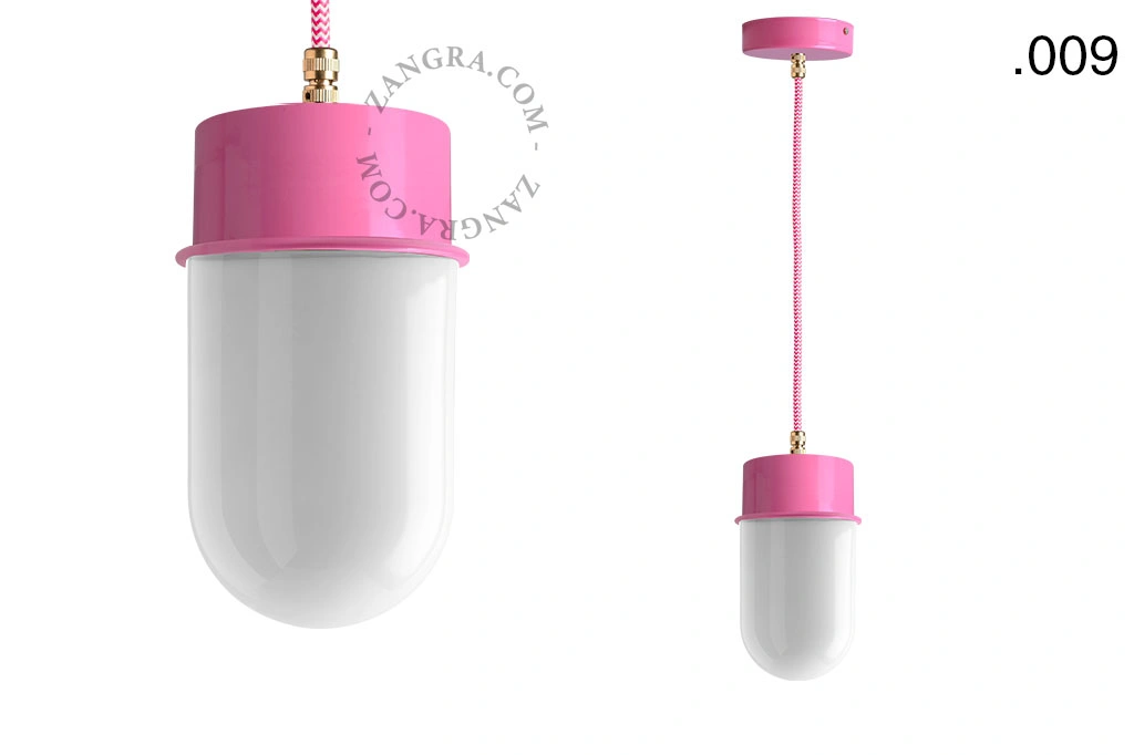 lámpara colgante rosa - pantalla de vidrio - Ø 10 cm