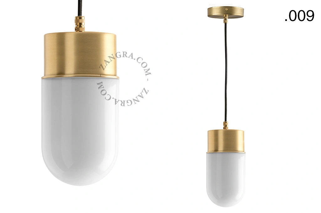 brass pendant light - glass shade - Ø 10 cm