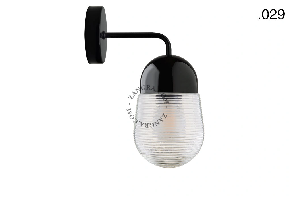 applique en porcelaine noire - globe en verre