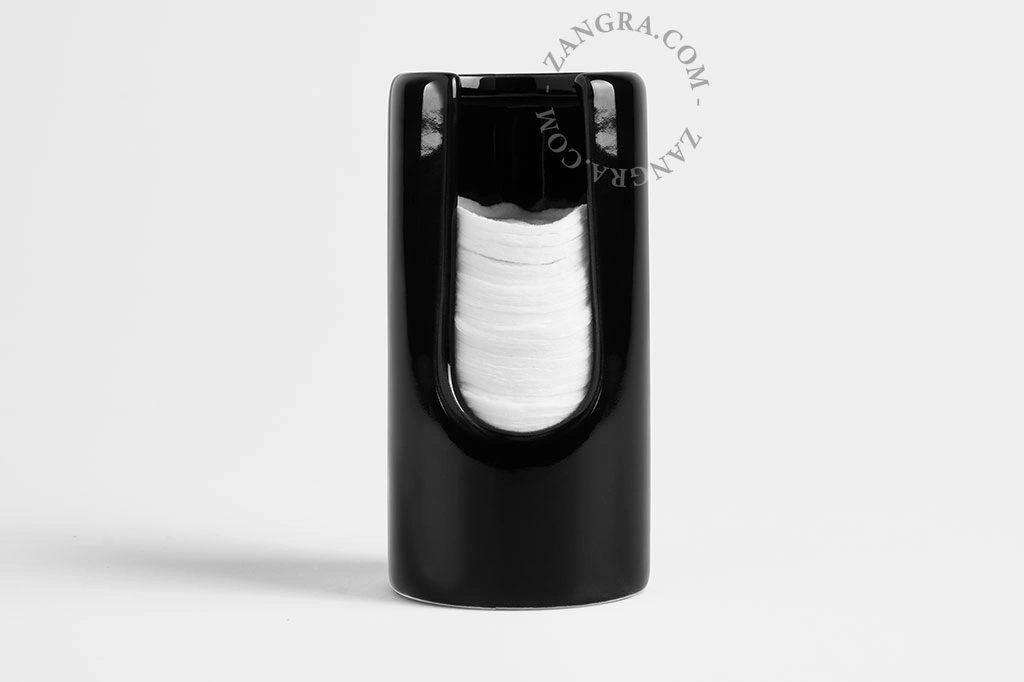 black porcelain cotton pad dispenser