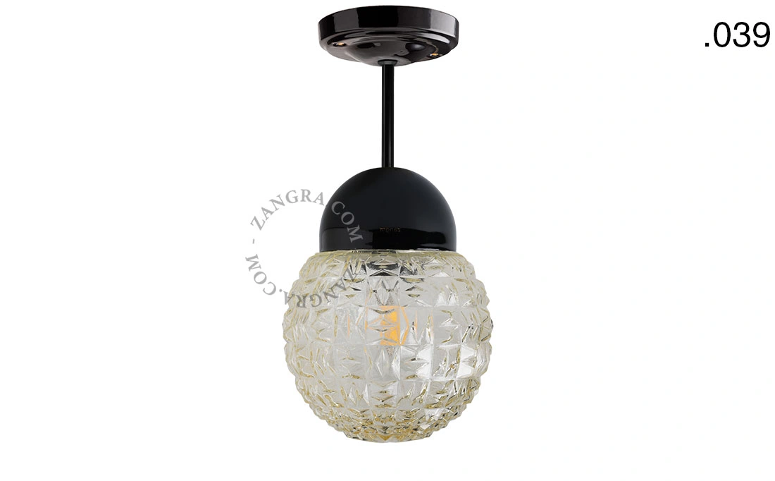 lampa porcelana ze szklanym kloszem