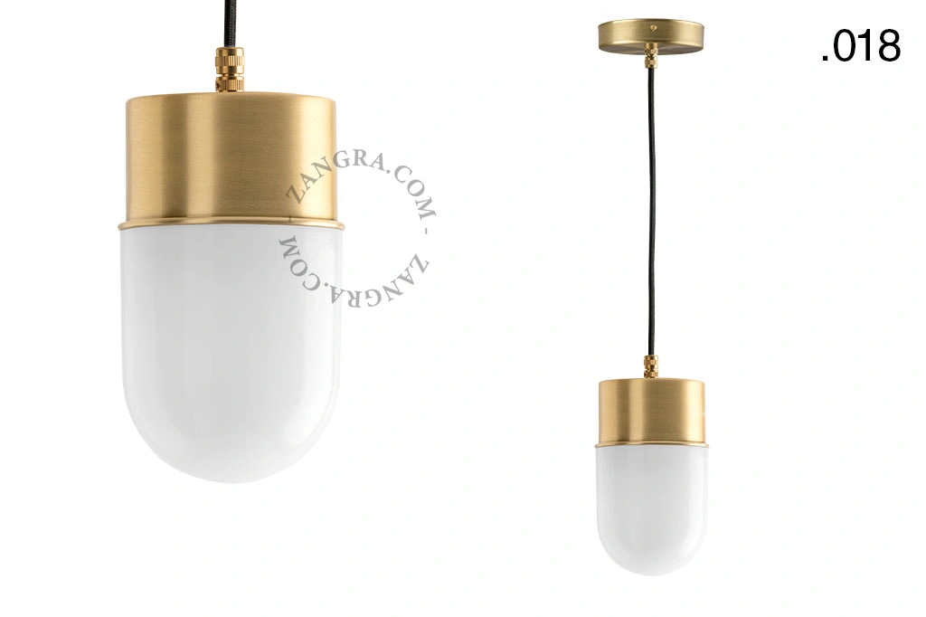 brass pendant light - glass shade - Ø 10 cm
