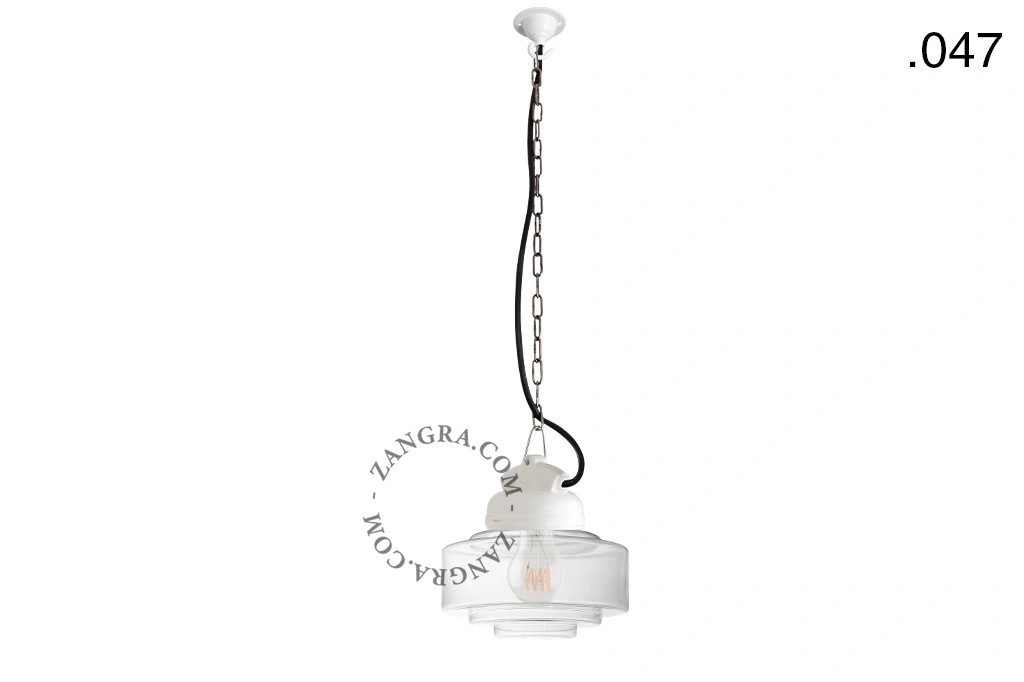 hanglamp van porselein en glas  - IP54
