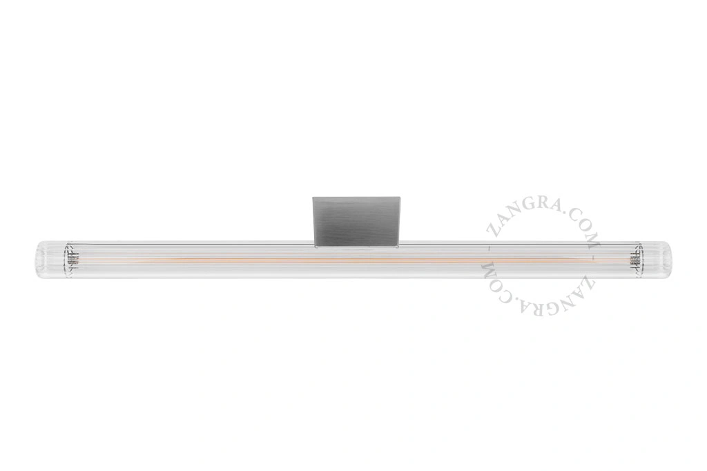 zilverkleurige lamphouder met buislamp - geribbeld glas