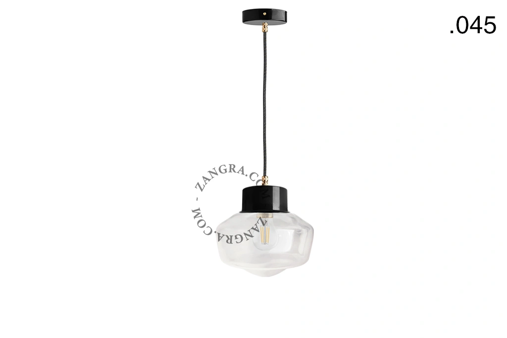 candeeiro suspenso preto - abajur de vidro - Ø 10cm