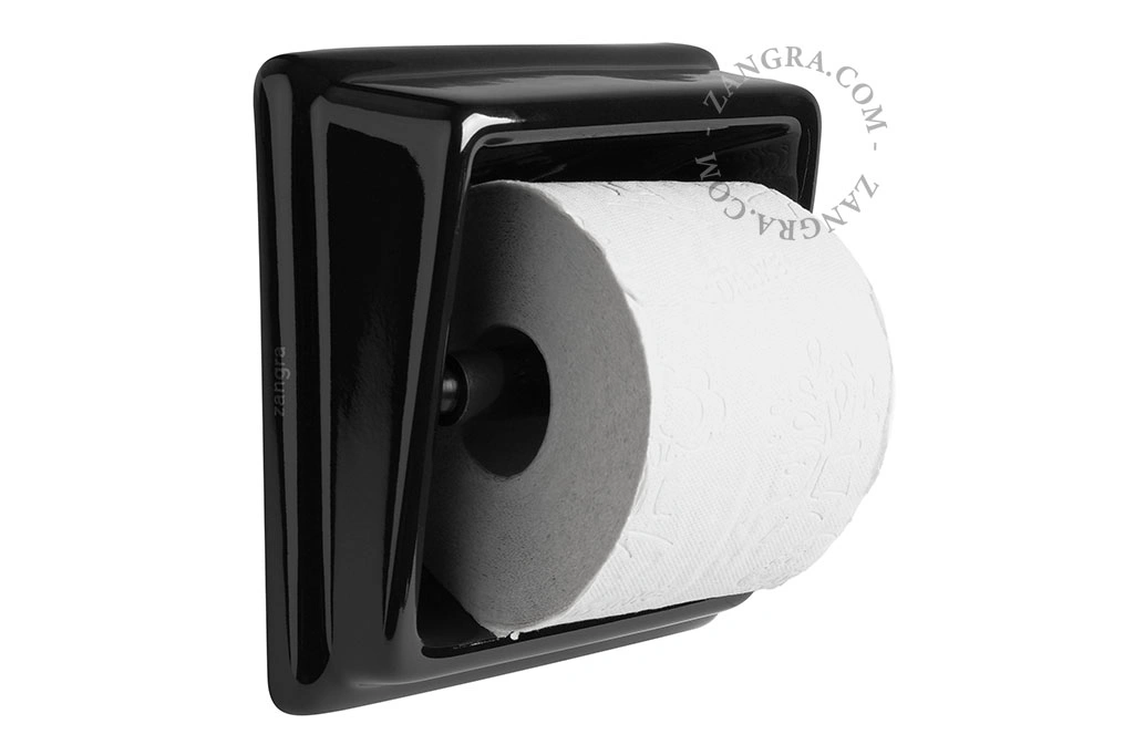 wc-rolhouder in porselein - zwart