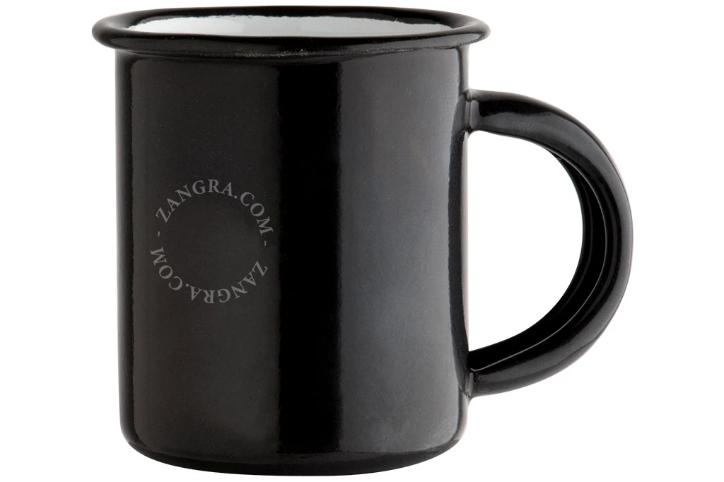 caneca de esmalte preto - 5cl
