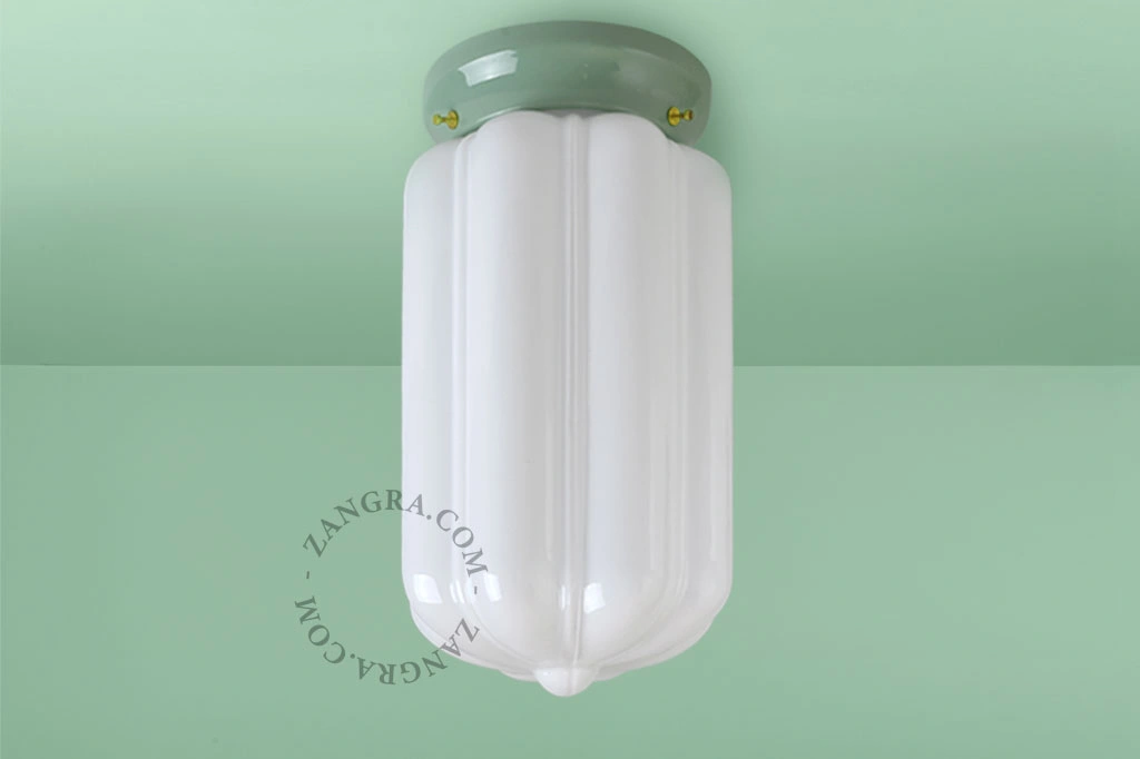 Art Deco Leuchte Chaella aus grünem Porzellan